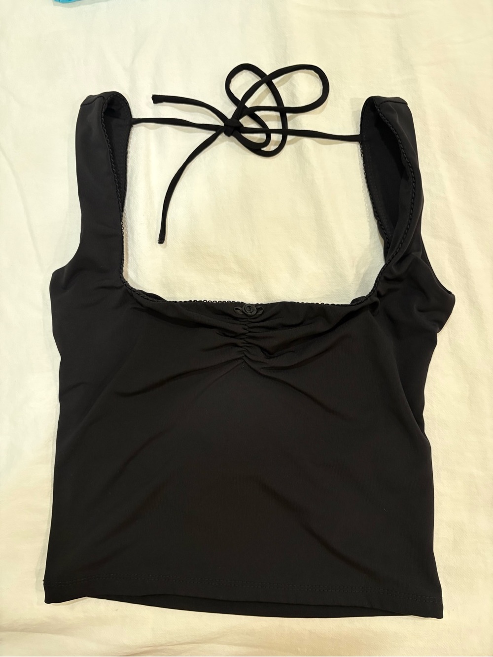 Garage Black Square-Neck Halter Crop Top